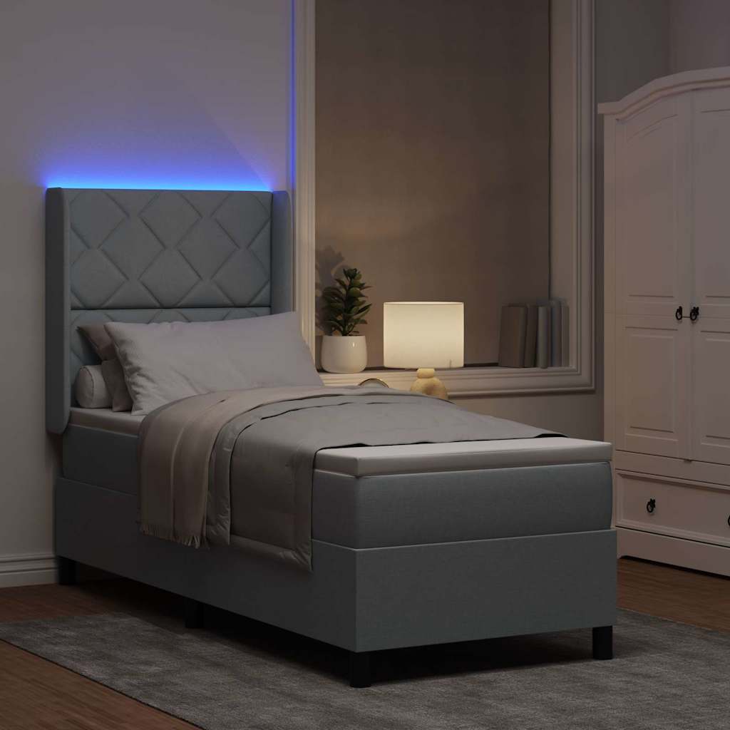 vidaXL LED Κρεβάτι με βάθρο Ανοιχτό γκρι 80 x 200 cm ύφασμα