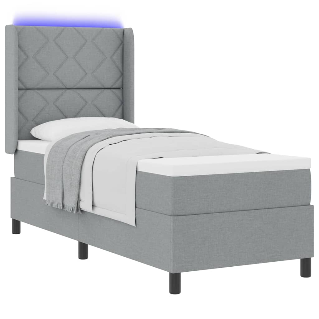 vidaXL LED Κρεβάτι με βάθρο Ανοιχτό γκρι 80 x 200 cm ύφασμα