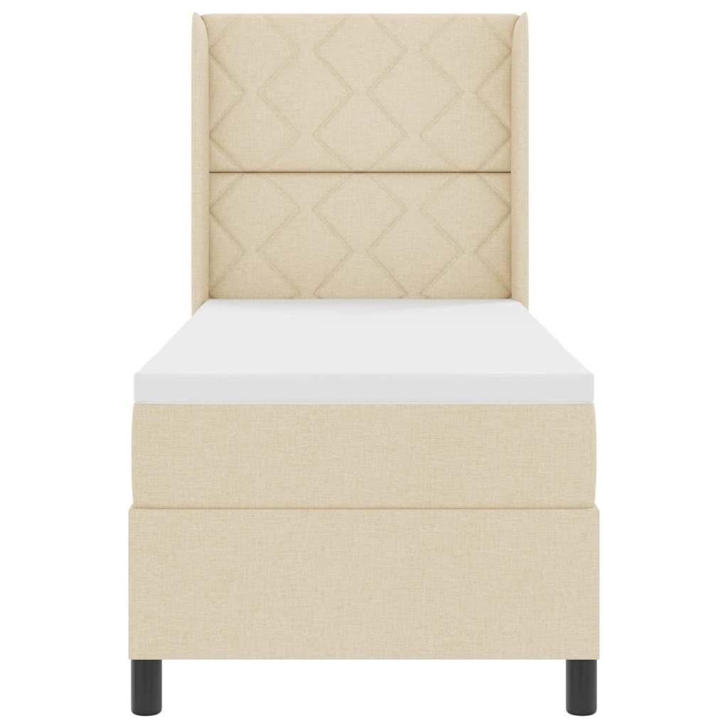 vidaXL LED Κρεβάτι με βάθρο με στρώμα Κρεμ 80 x 200 cm ύφασμα