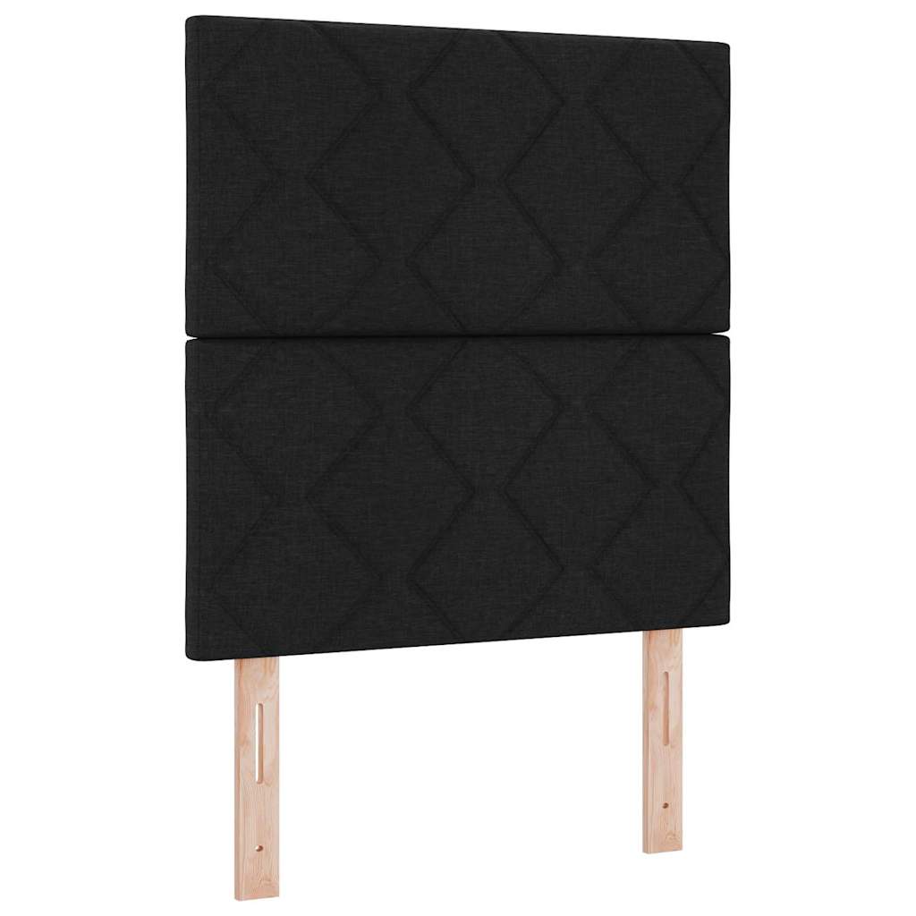 vidaXL LED Κρεβάτι με βάθρο με κεφαλάρι Μαύρο 90 x 190 cm ύφασμα