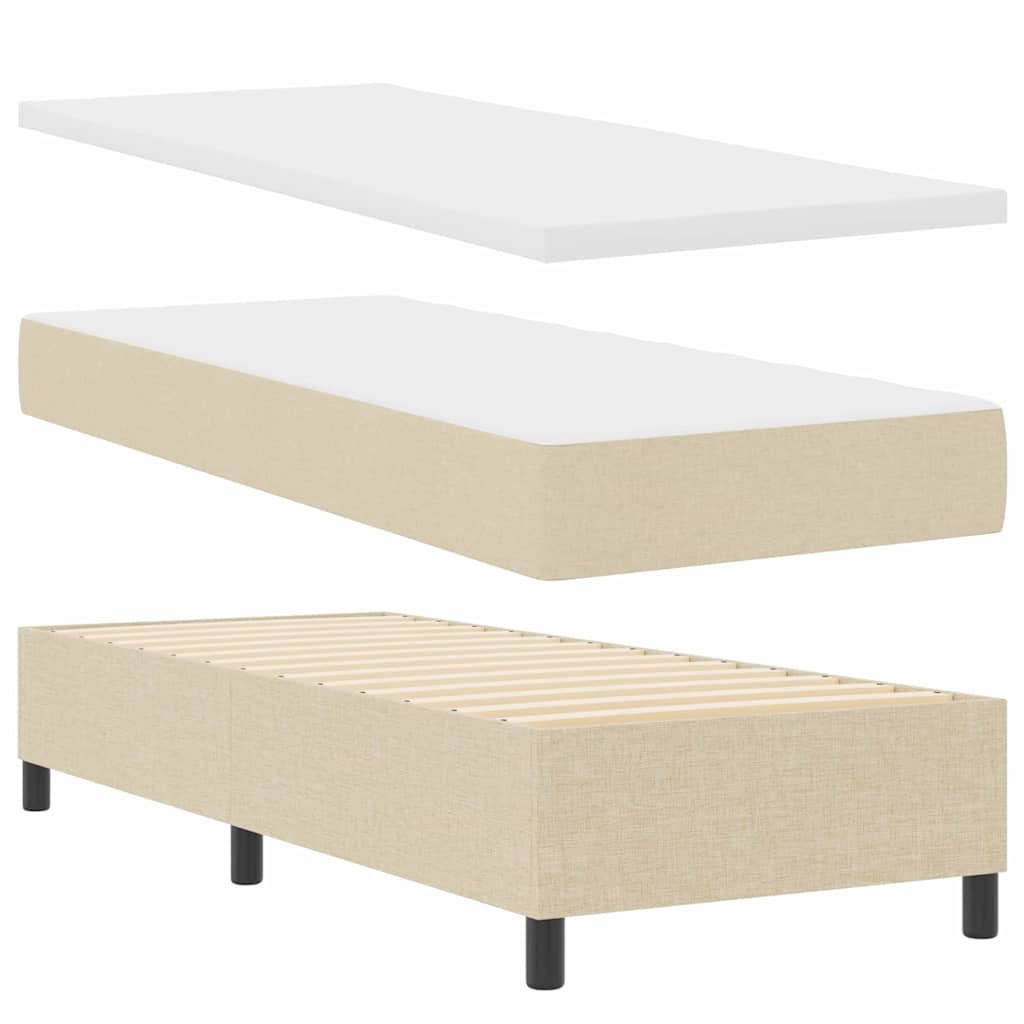 vidaXL LED Κρεβάτι με βάθρο με κεφαλάρι Κρεμ 90 x 190 cm ύφασμα