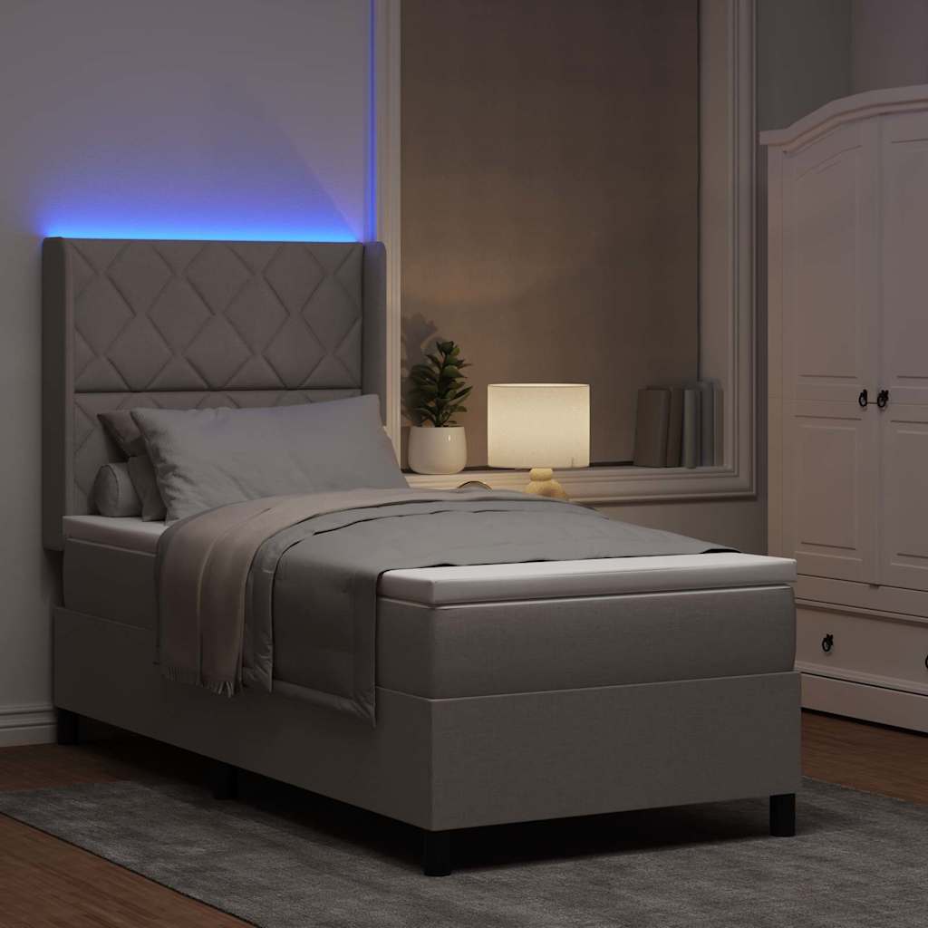 vidaXL LED Κρεβάτι με βάθρο με κεφαλάρι Taupe 90 x 200 cm ύφασμα