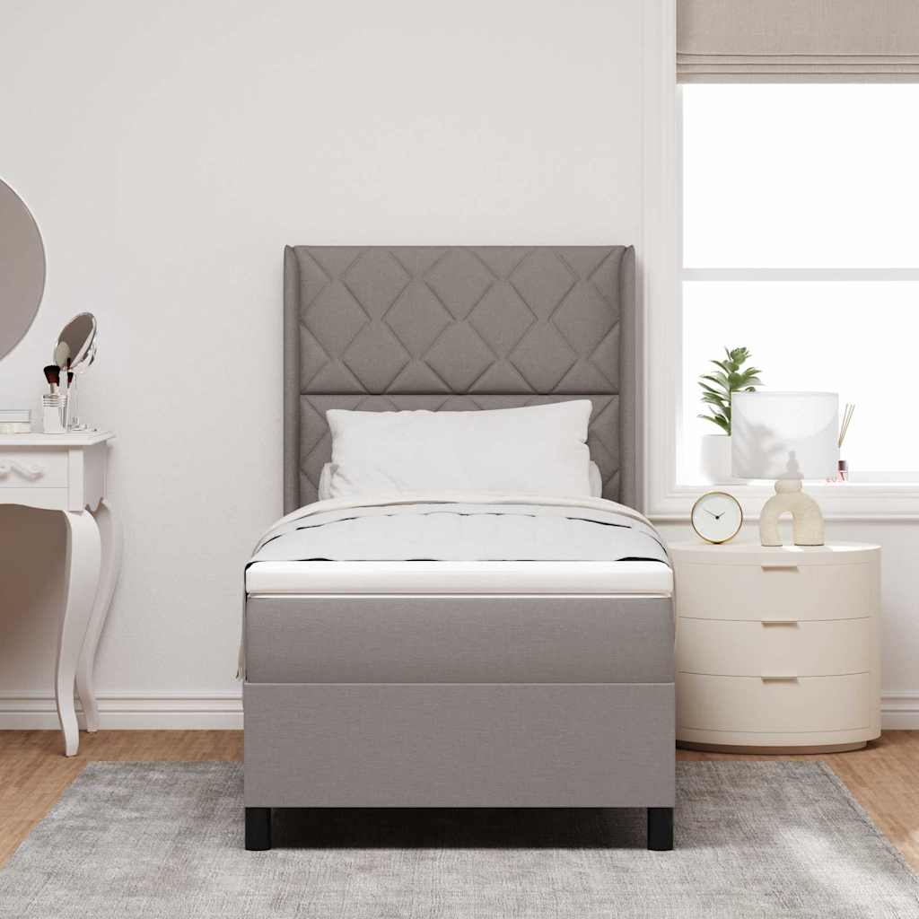 vidaXL LED Κρεβάτι με βάθρο με κεφαλάρι Taupe 90 x 200 cm ύφασμα