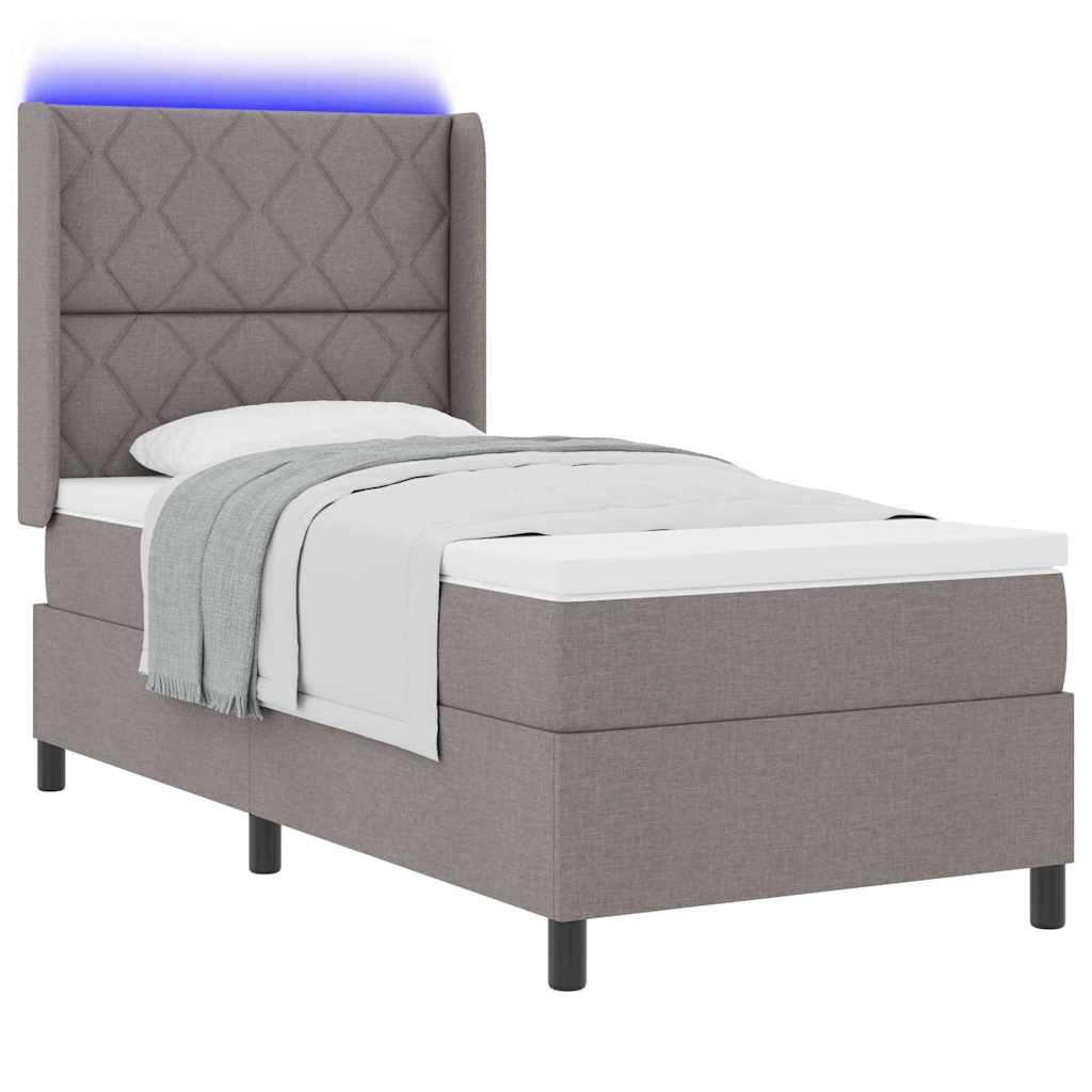 vidaXL LED Κρεβάτι με βάθρο με κεφαλάρι Taupe 90 x 200 cm ύφασμα