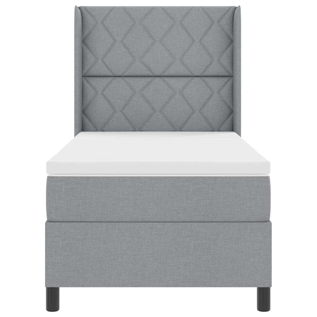 vidaXL LED Κρεβάτι με βάθρο με στρώμα Ανοιχτό γκρι 100 x 200 cm ύφασμα