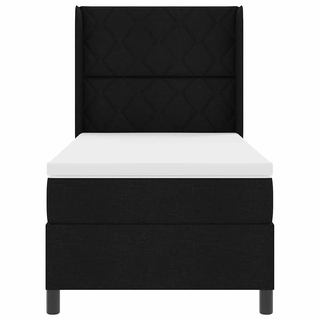 vidaXL LED Κρεβάτι με βάθρο με στρώμα Μαύρο 100 x 200 cm ύφασμα