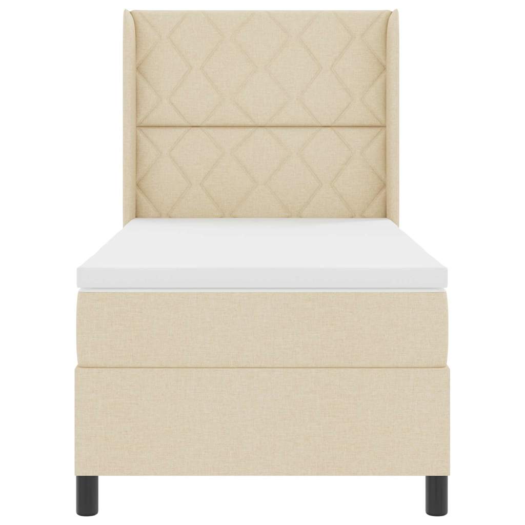 vidaXL LED Κρεβάτι με βάθρο με στρώμα Κρεμ 100 x 200 cm ύφασμα