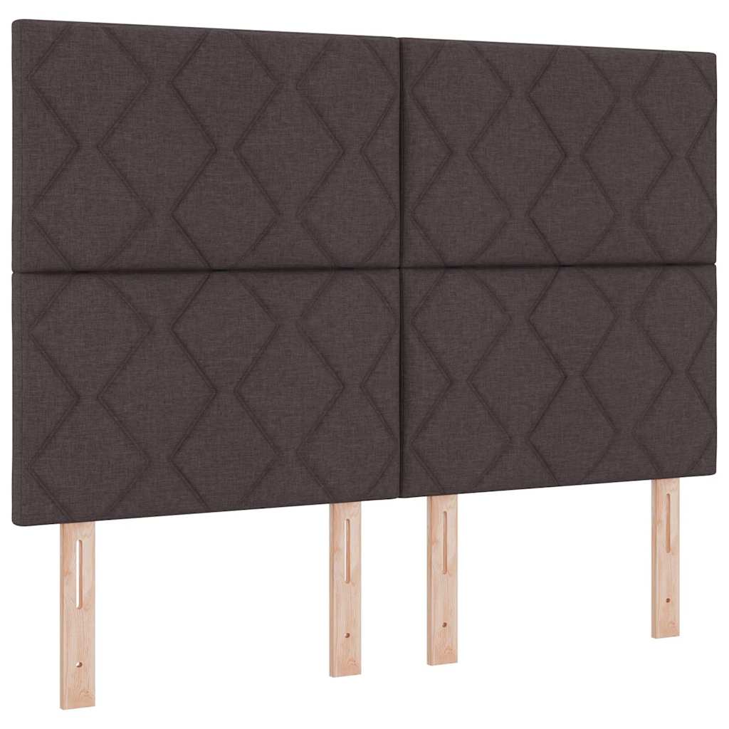 vidaXL LED Κρεβάτι με βάθρο Σκούρο Καφέ 140 x 200 cm ύφασμα