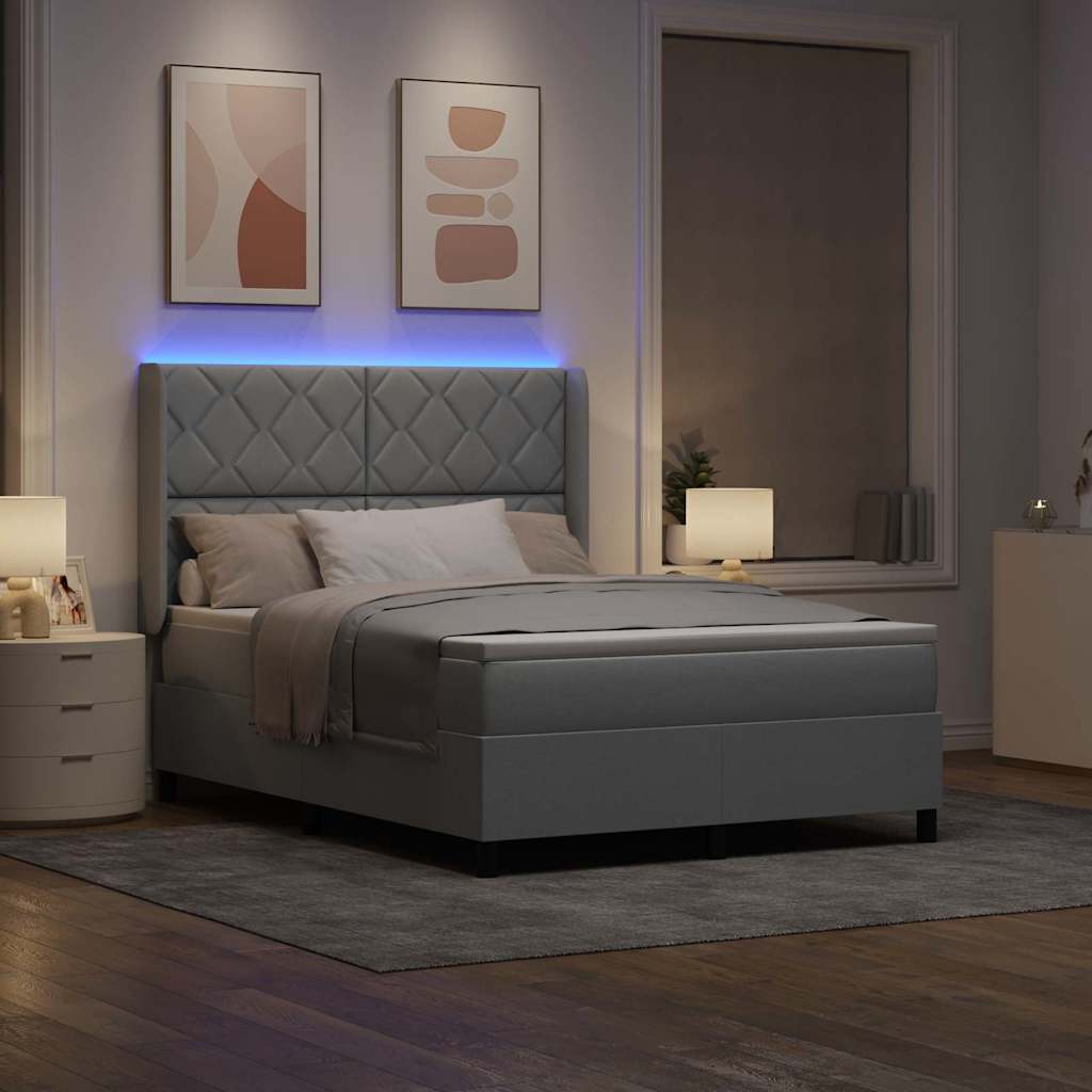 vidaXL LED Κρεβάτι με βάθρο Ανοιχτό γκρι 160 x 200 cm ύφασμα