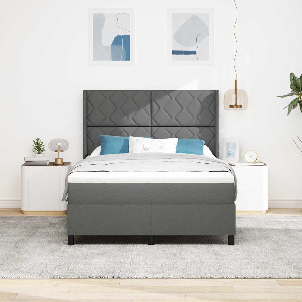 vidaXL LED Κρεβάτι με βάθρο Σκούρο Γκρι 160 x 200 cm ύφασμα