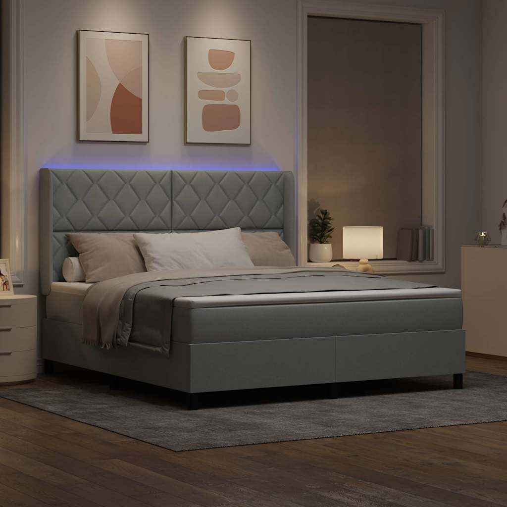 vidaXL LED Κρεβάτι με βάθρο Ανοιχτό γκρι 180 x 200 cm ύφασμα