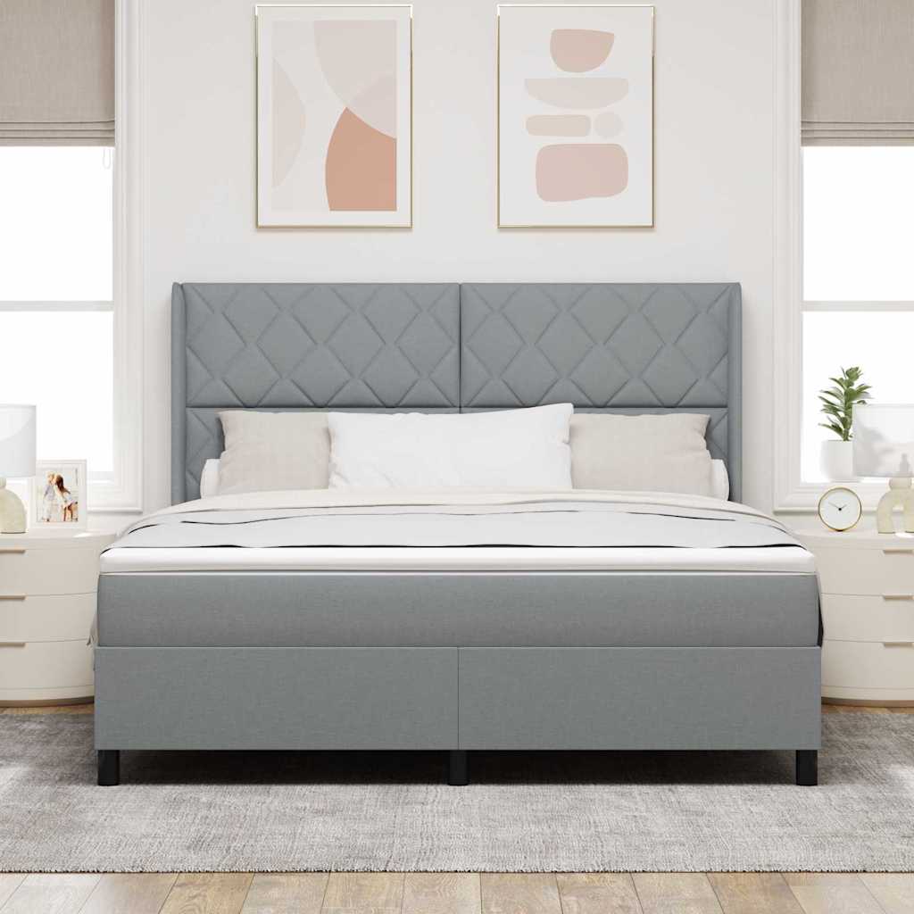 vidaXL LED Κρεβάτι με βάθρο Ανοιχτό γκρι 180 x 200 cm ύφασμα