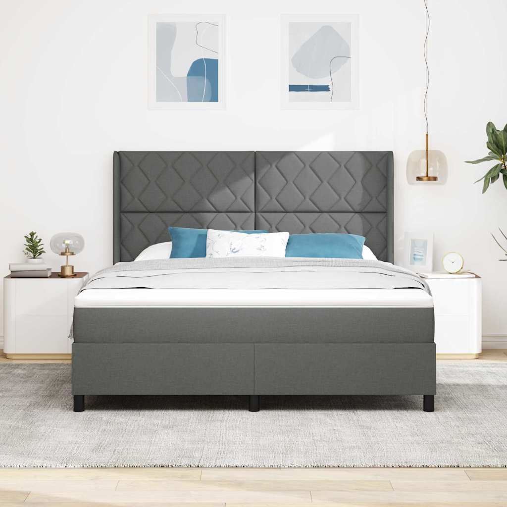 vidaXL LED Κρεβάτι με βάθρο Σκούρο Γκρι 180 x 200 cm ύφασμα