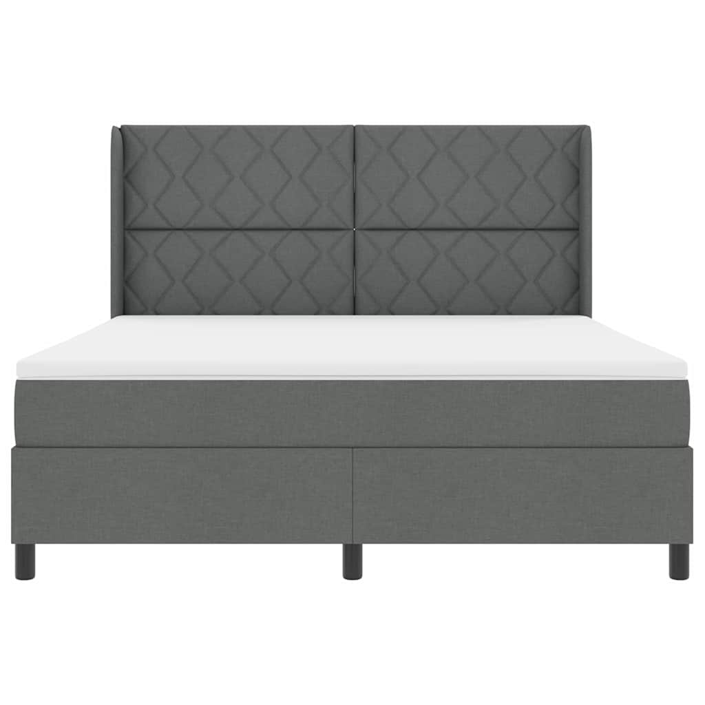 vidaXL LED Κρεβάτι με βάθρο Σκούρο Γκρι 180 x 200 cm ύφασμα
