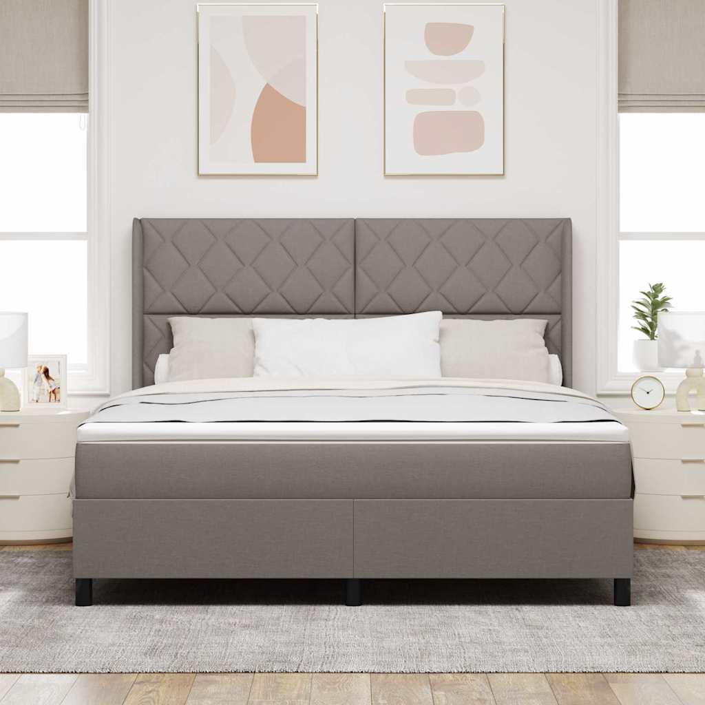vidaXL LED Κρεβάτι με βάθρο με κεφαλάρι Taupe 180 x 200 cm ύφασμα