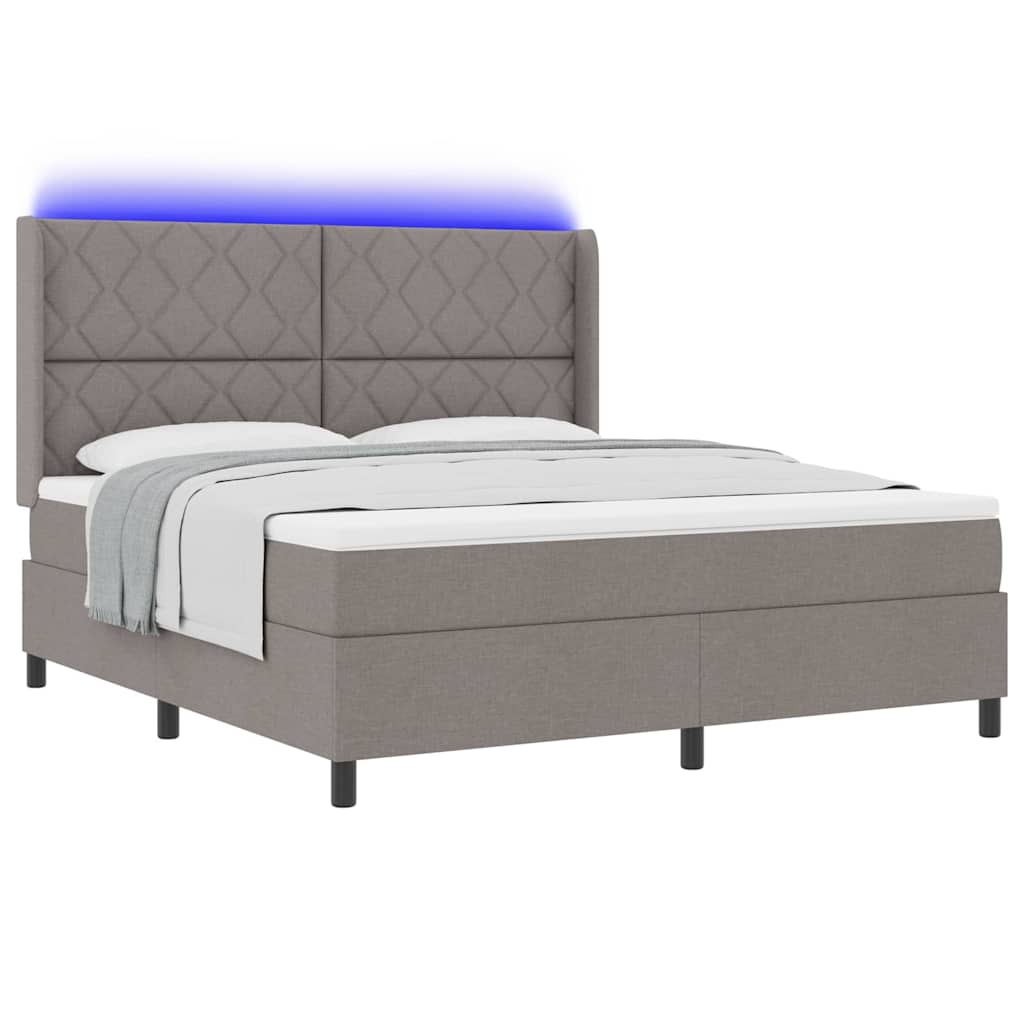 vidaXL LED Κρεβάτι με βάθρο με κεφαλάρι Taupe 180 x 200 cm ύφασμα