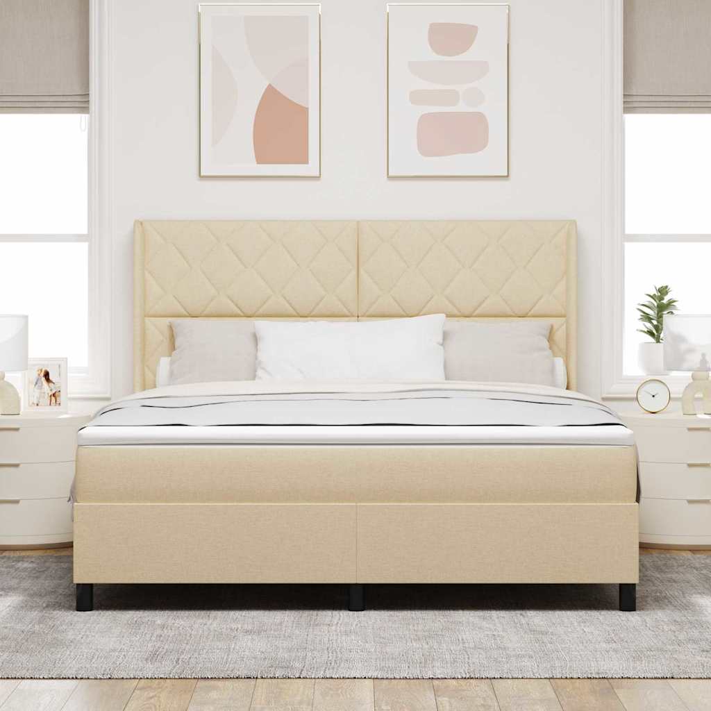 vidaXL LED Κρεβάτι με βάθρο με κεφαλάρι Κρεμ 180 x 200 cm ύφασμα