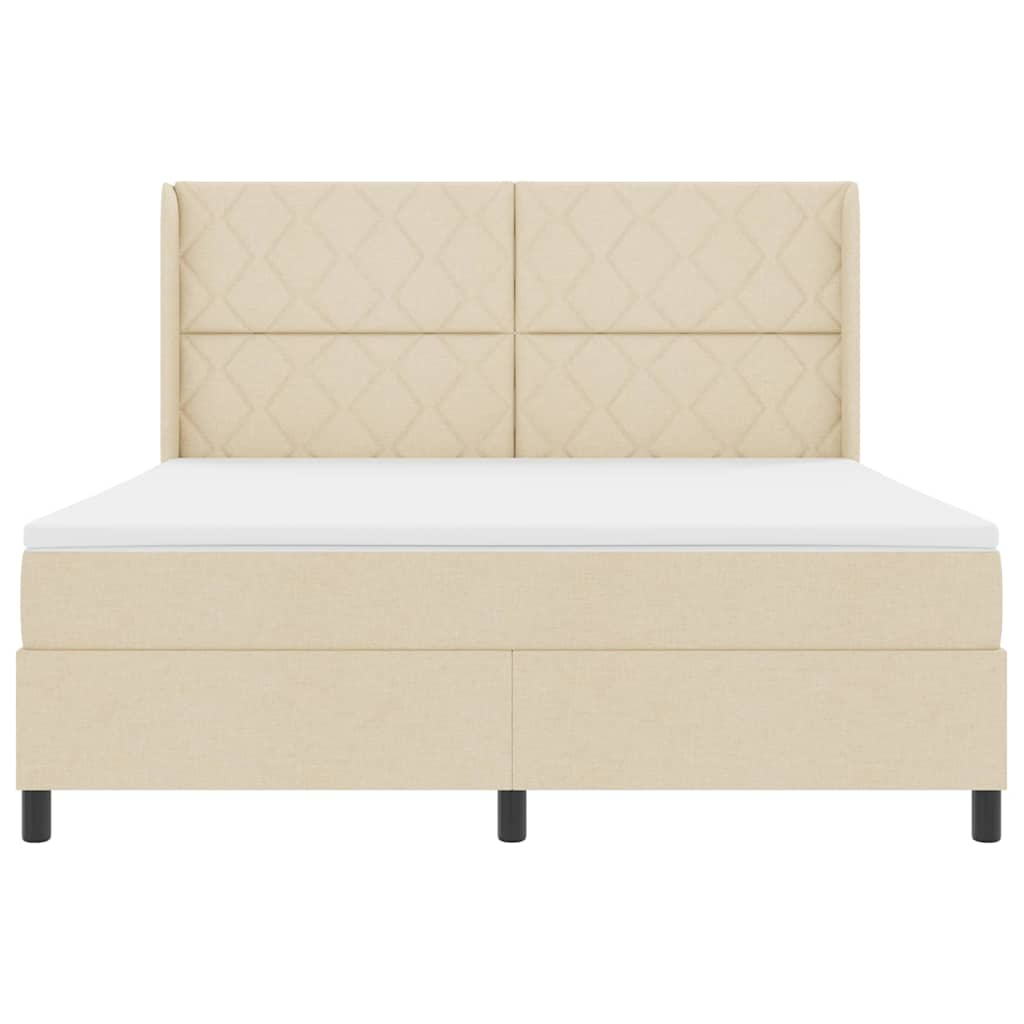 vidaXL LED Κρεβάτι με βάθρο με κεφαλάρι Κρεμ 180 x 200 cm ύφασμα