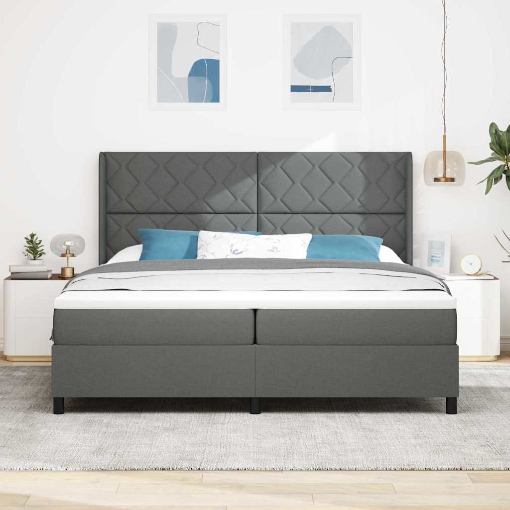 vidaXL LED Κρεβάτι με βάθρο Σκούρο Γκρι 200 x 200 cm ύφασμα