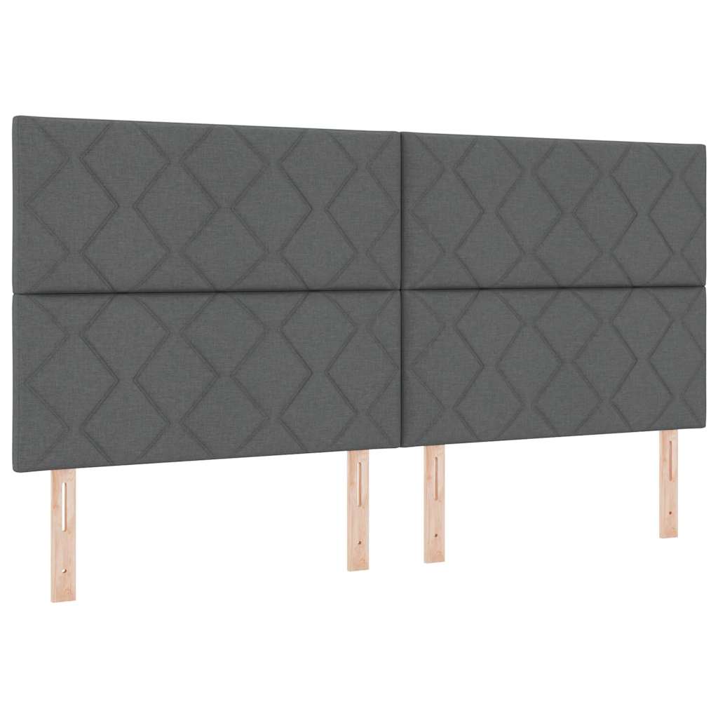 vidaXL LED Κρεβάτι με βάθρο Σκούρο Γκρι 200 x 200 cm ύφασμα