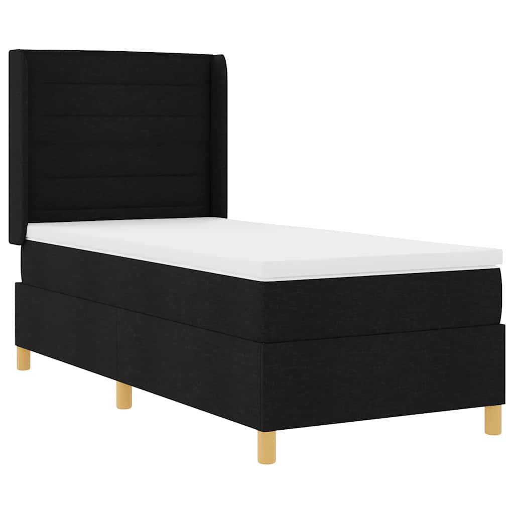 vidaXL Κρεβάτι με ελατήρια με στρώμα Μαύρο 90 x 190 cm ύφασμα