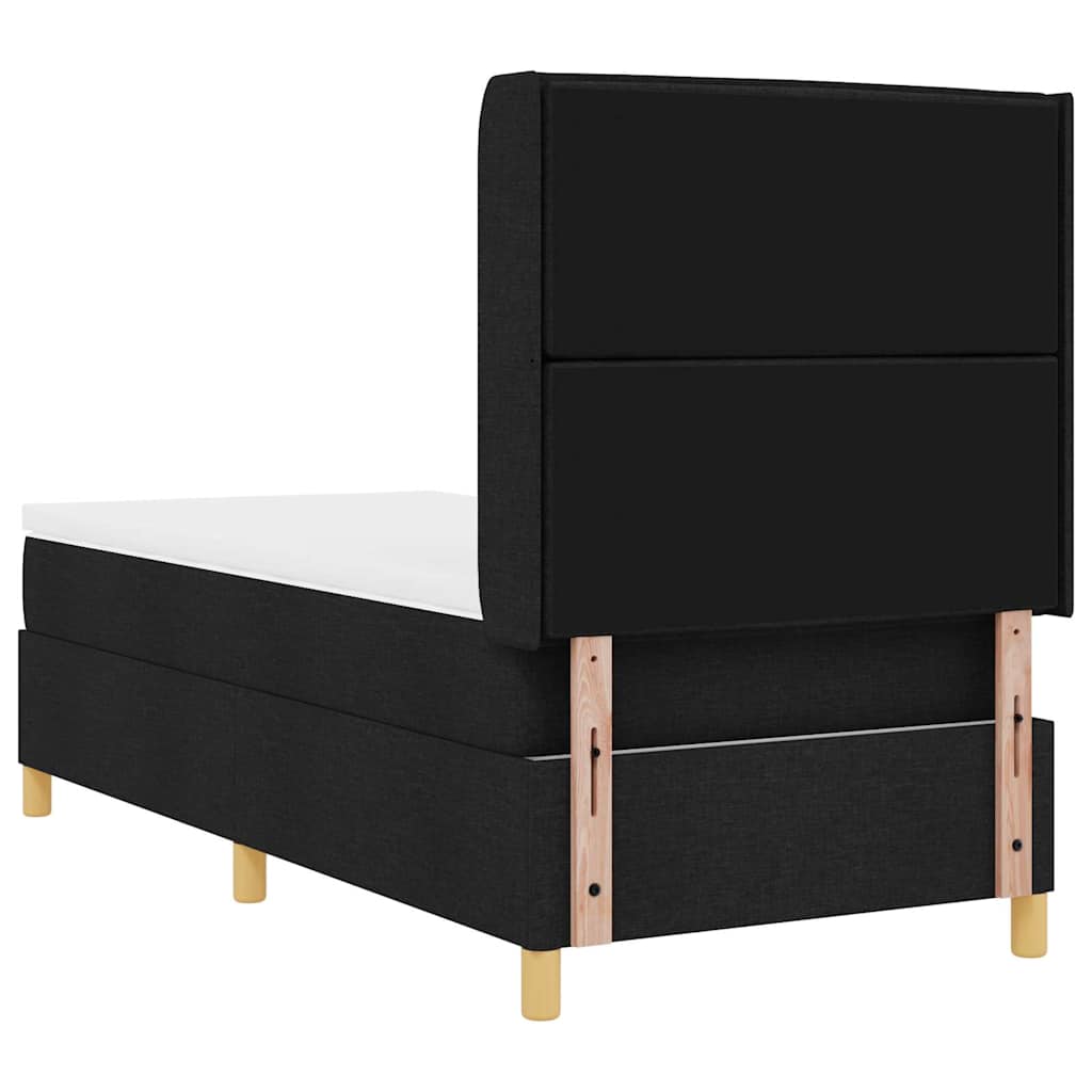 vidaXL Κρεβάτι με ελατήρια με στρώμα Μαύρο 90 x 190 cm ύφασμα