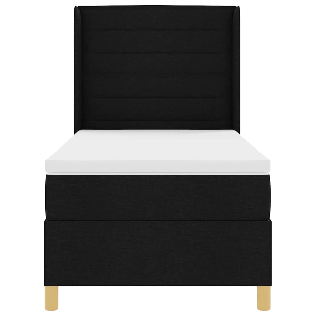 vidaXL Κρεβάτι με ελατήρια με στρώμα Μαύρο 90 x 190 cm ύφασμα