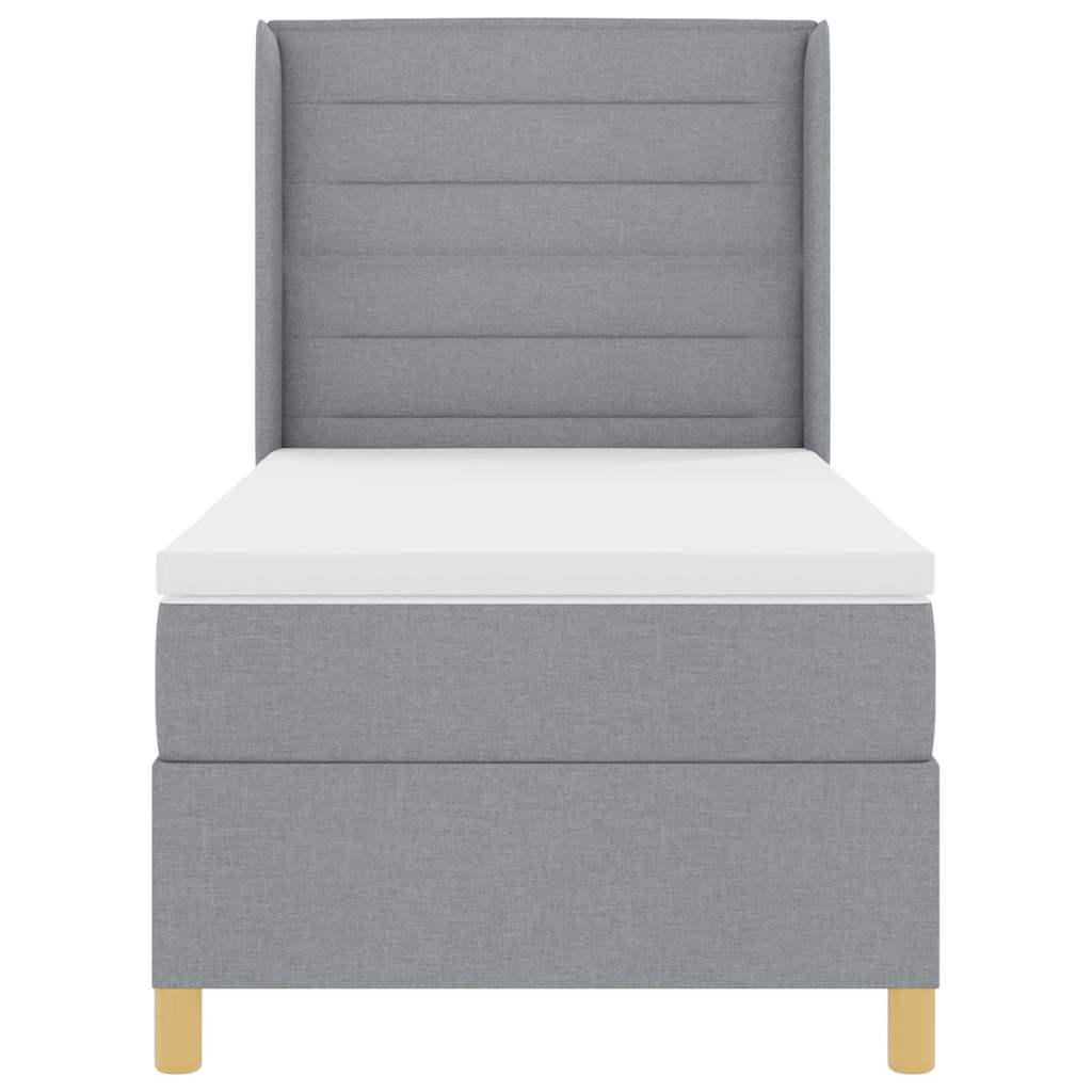 vidaXL Κρεβάτι με ελατήρια με στρώμα Ανοιχτό γκρι 90 x 200 cm ύφασμα