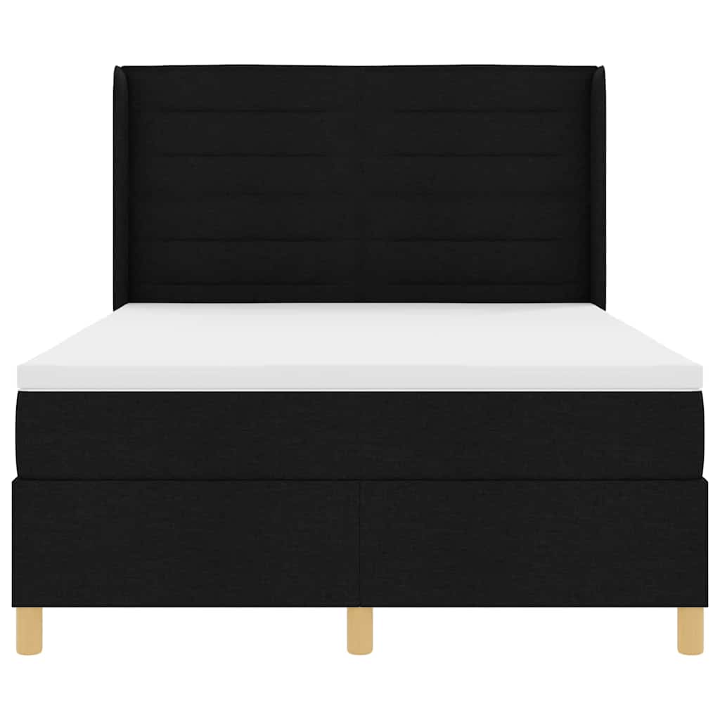 vidaXL Κρεβάτι με ελατήρια με στρώμα Μαύρο 140 x 190 cm ύφασμα