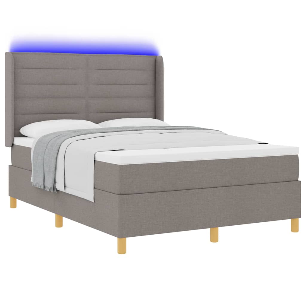 vidaXL Κρεβάτι με ελατήρια με κεφαλάρι Taupe 140 x 190 cm ύφασμα