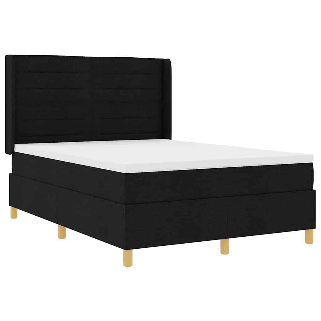 vidaXL Κρεβάτι με ελατήρια με κεφαλάρι Μαύρο 140 x 200 cm ύφασμα