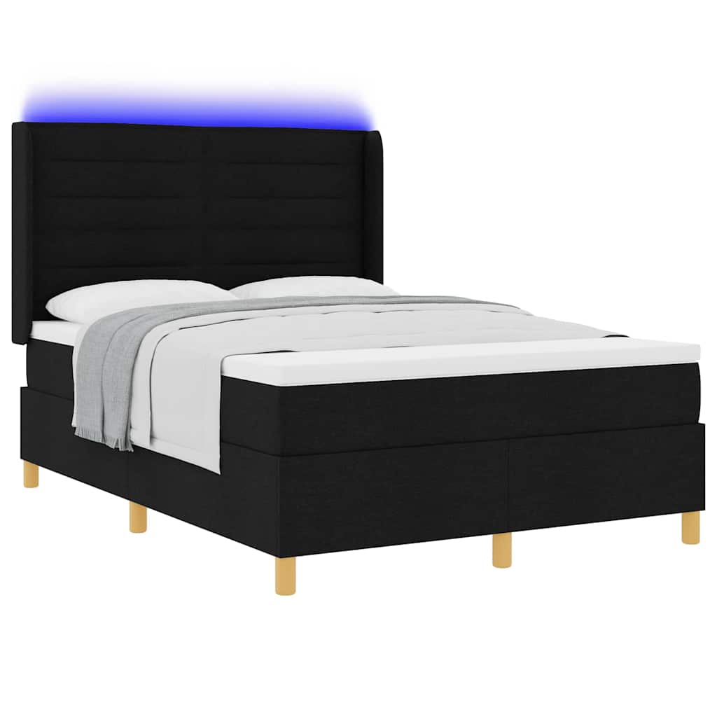 vidaXL Κρεβάτι με ελατήρια με κεφαλάρι Μαύρο 140 x 200 cm ύφασμα