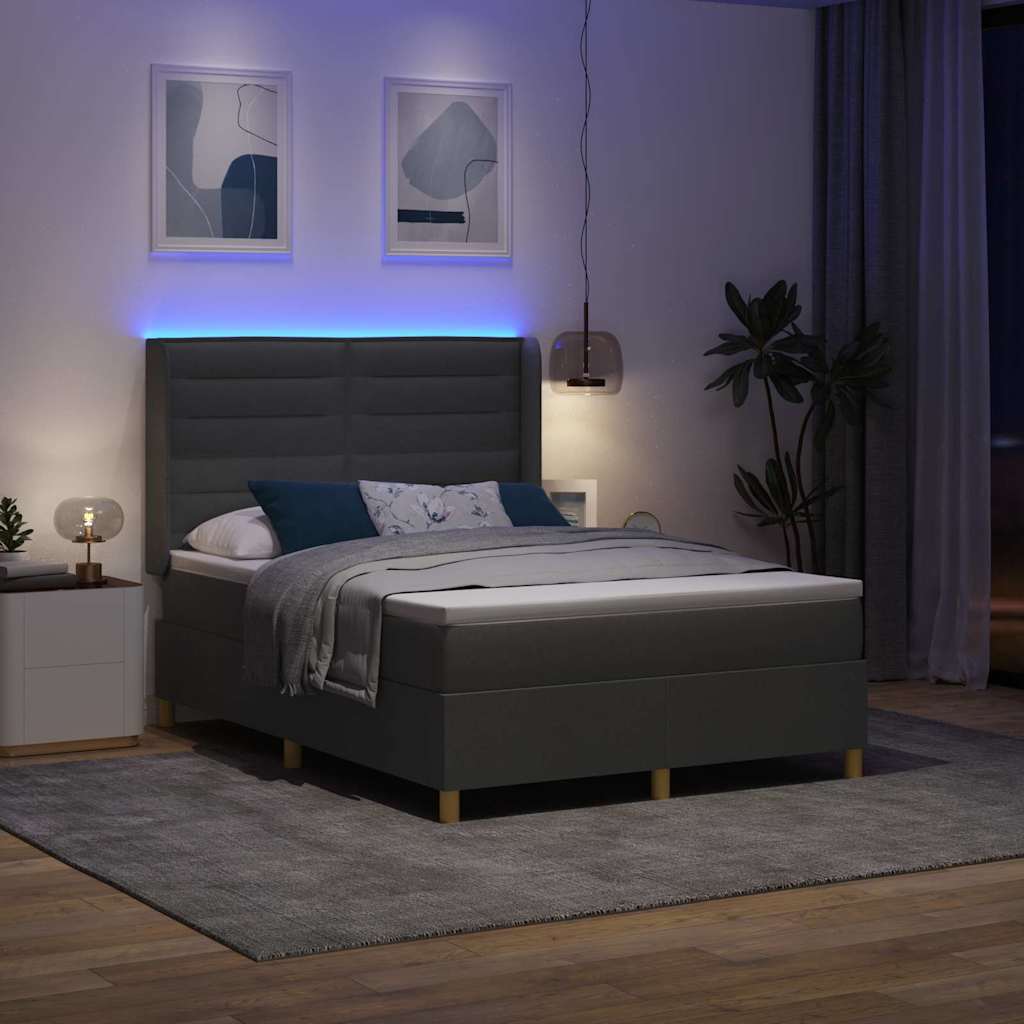vidaXL Κρεβάτι με ελατήρια με κεφαλάρι Γκρι 160 x 200 cm ύφασμα