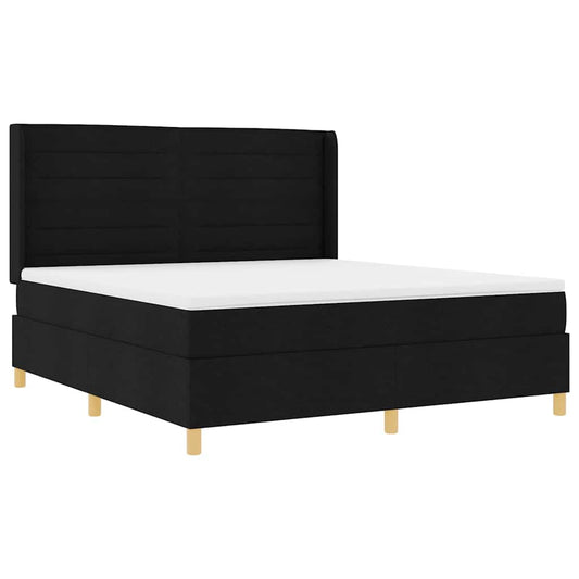 vidaXL Κρεβάτι με ελατήρια με κεφαλάρι Μαύρο 180 x 200 cm ύφασμα