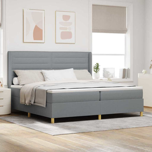vidaXL Κρεβάτι με ελατήρια Ανοιχτό γκρι 200 x 200 cm ύφασμα