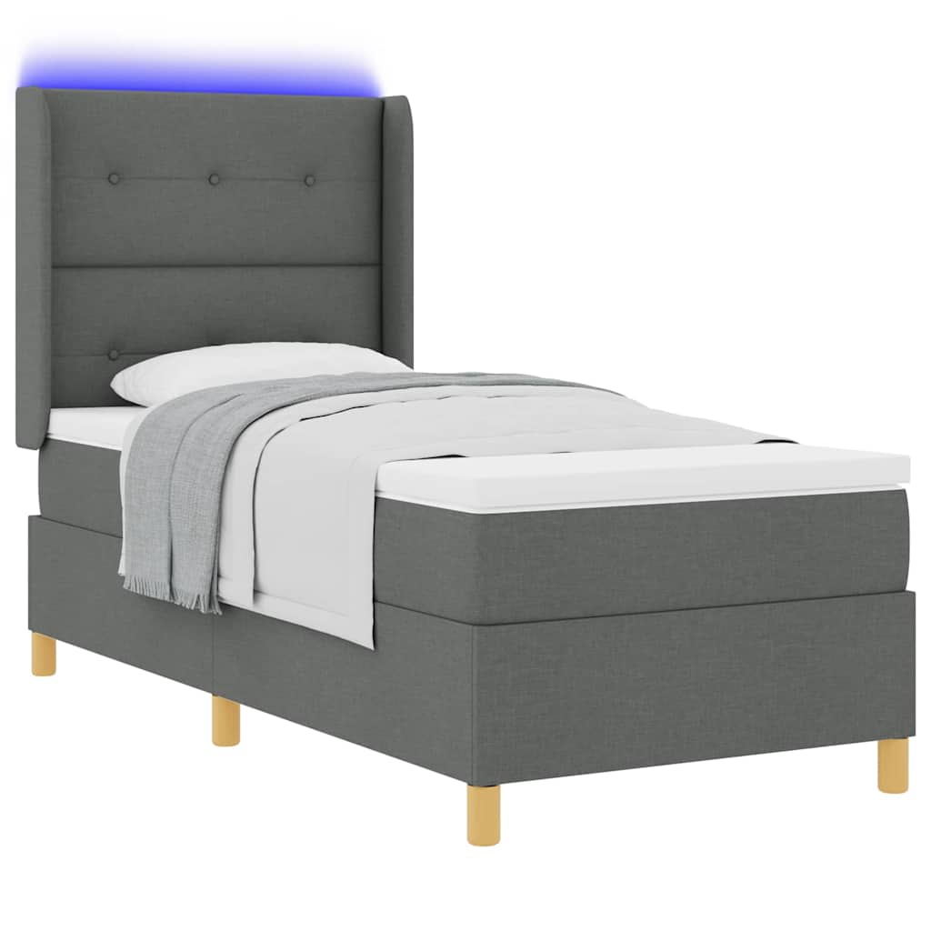 vidaXL Κρεβάτι με ελατήρια με στρώμα Γκρι 140 x 200 cm ύφασμα