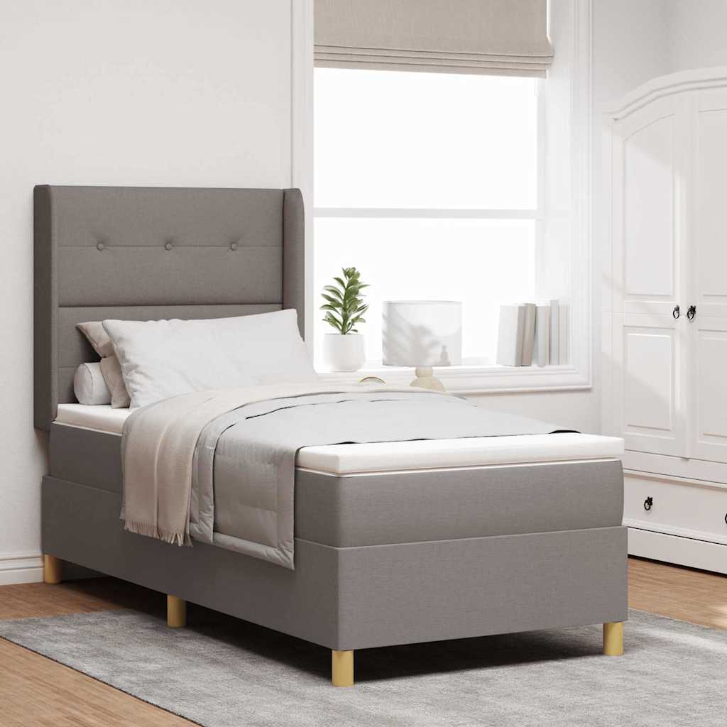 vidaXL Κρεβάτι με ελατήρια με κεφαλάρι Taupe 90 x 190 cm ύφασμα