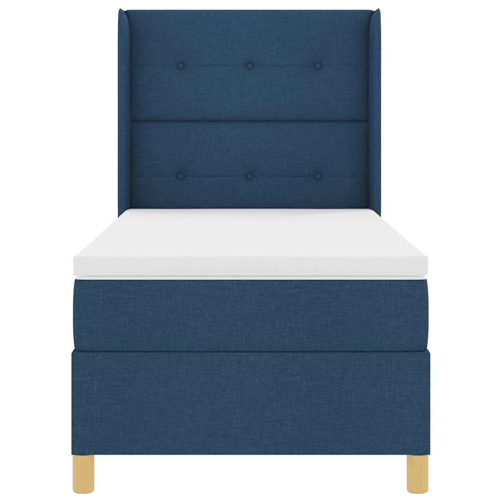 vidaXL Κρεβάτι με ελατήρια με κεφαλάρι Μπλε 90 x 190 cm ύφασμα