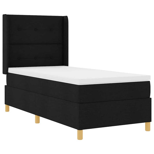 vidaXL Κρεβάτι με ελατήρια με κεφαλάρι Μαύρο 90 x 200 cm ύφασμα