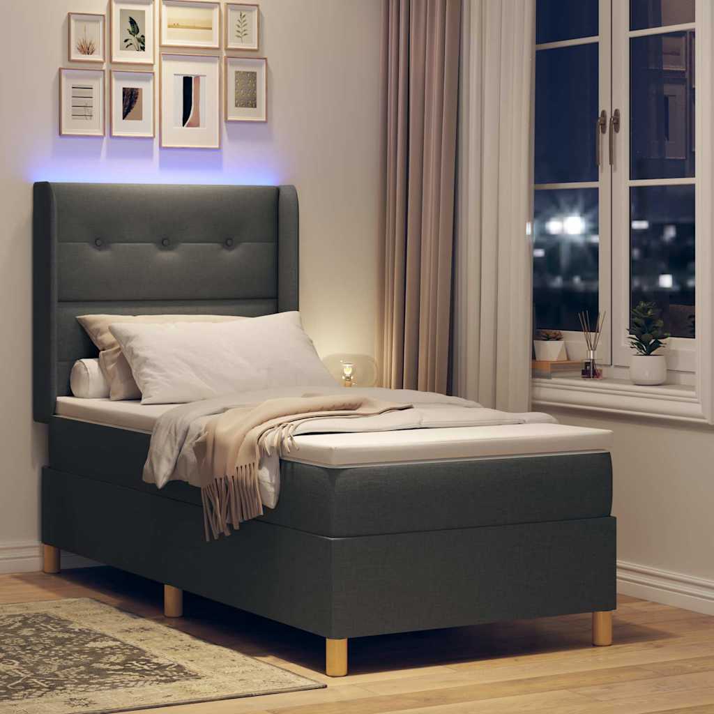 vidaXL Κρεβάτι με ελατήρια με κεφαλάρι Γκρι 100 x 200 cm ύφασμα