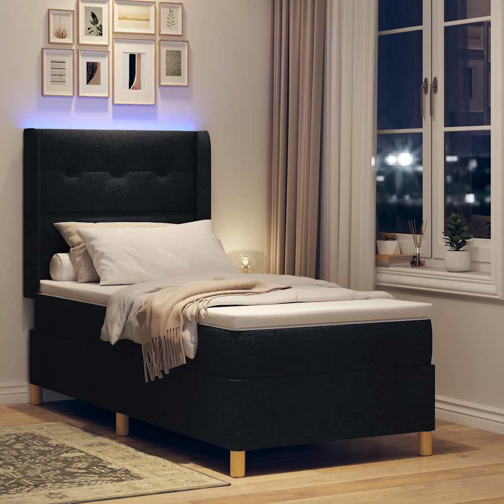 vidaXL Κρεβάτι με ελατήρια με κεφαλάρι Μαύρο 100 x 200 cm ύφασμα