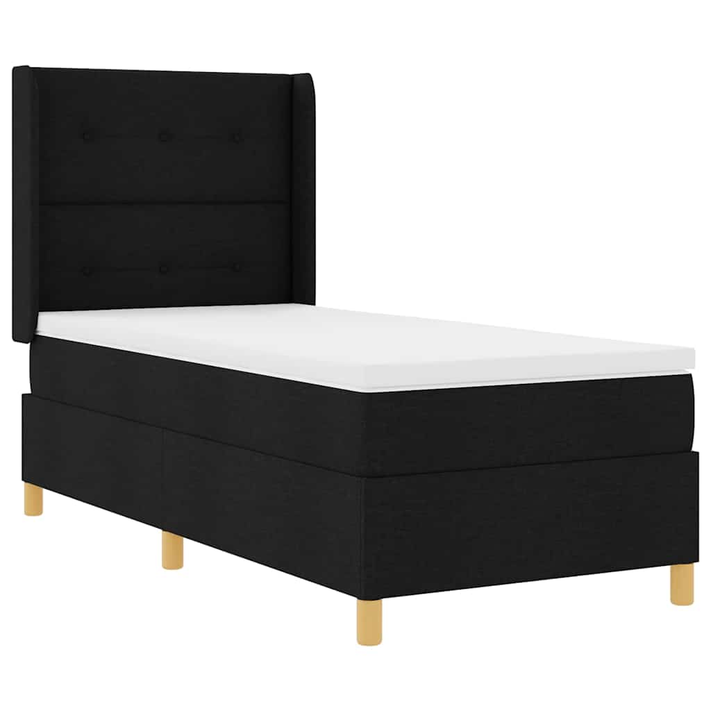 vidaXL Κρεβάτι με ελατήρια με κεφαλάρι Μαύρο 100 x 200 cm ύφασμα