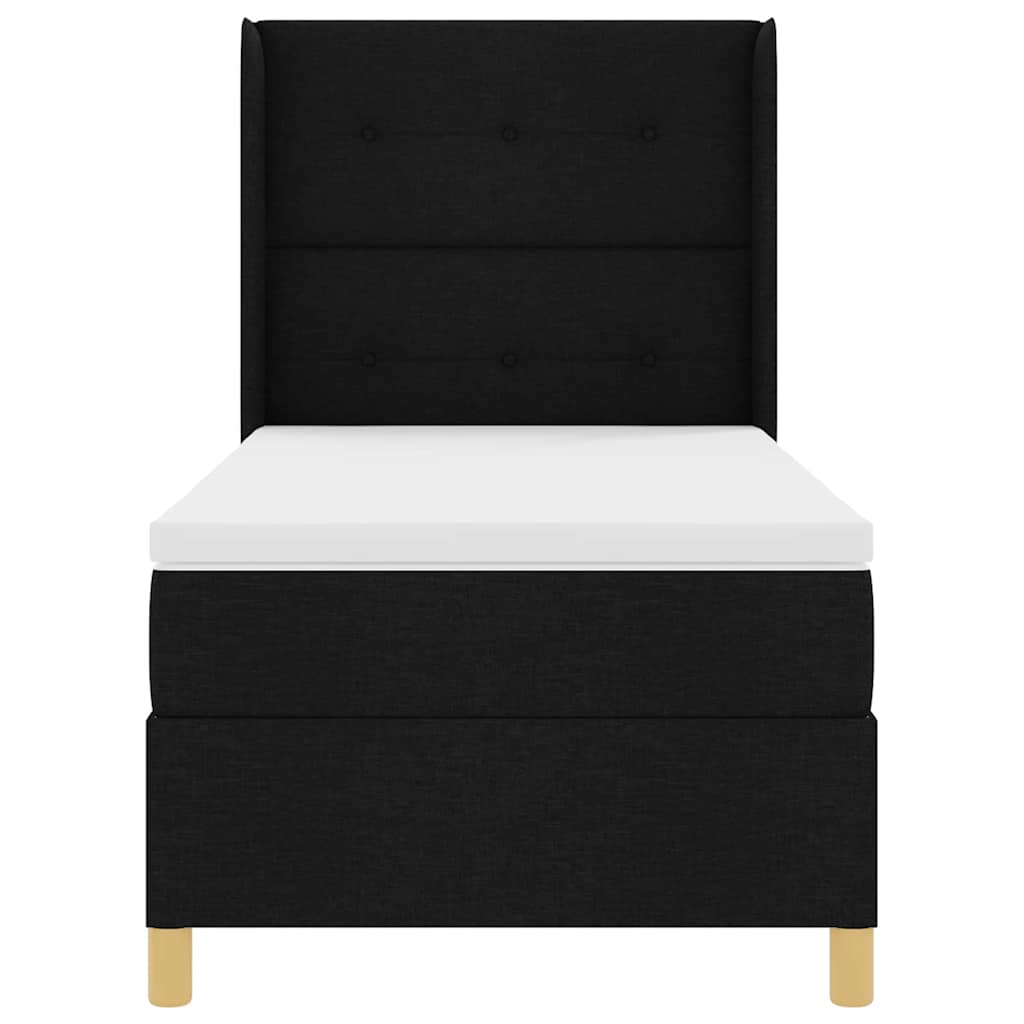 vidaXL Κρεβάτι με ελατήρια με κεφαλάρι Μαύρο 100 x 200 cm ύφασμα