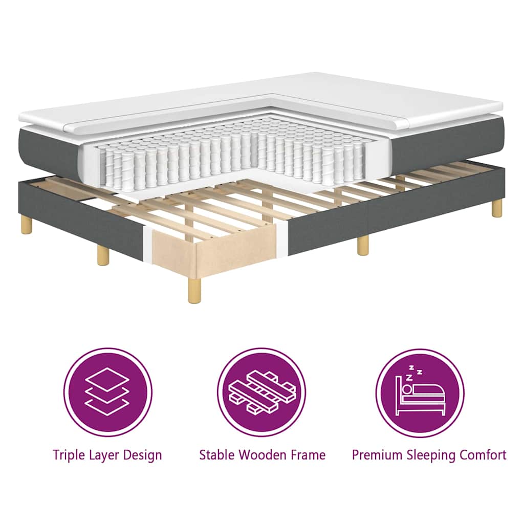 vidaXL Κρεβάτι με ελατήρια με στρώμα Γκρι 140 x 190 cm ύφασμα