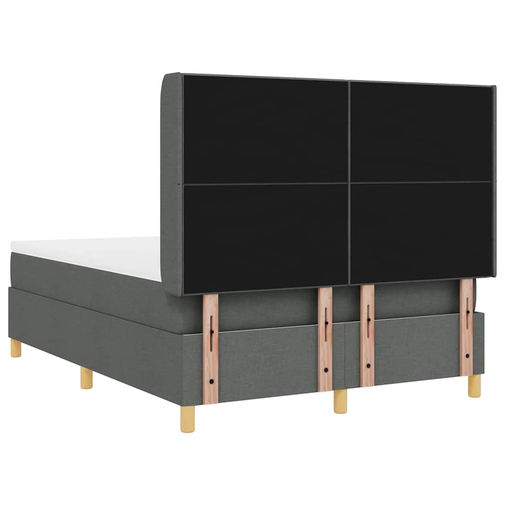 vidaXL Κρεβάτι με ελατήρια με στρώμα Γκρι 140 x 190 cm ύφασμα