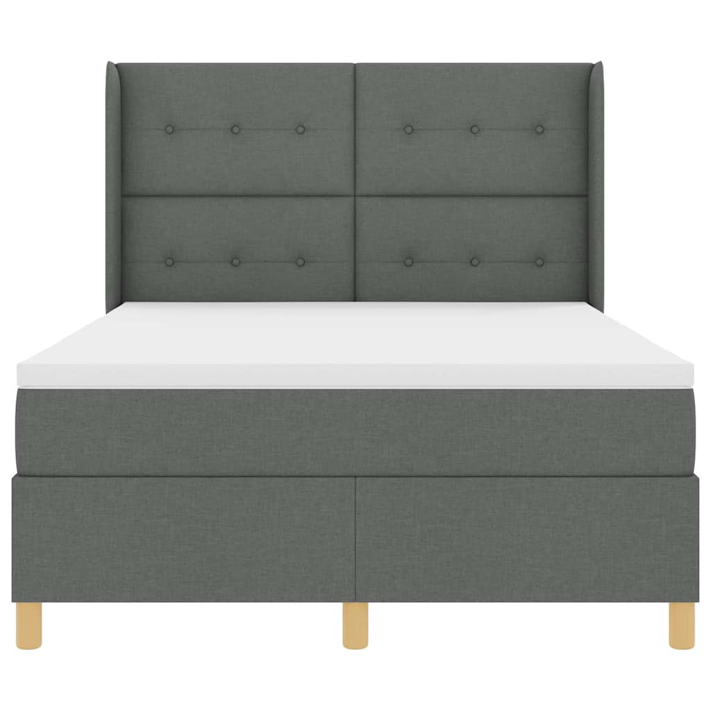 vidaXL Κρεβάτι με ελατήρια με στρώμα Γκρι 140 x 190 cm ύφασμα