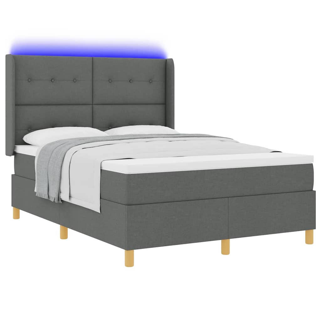 vidaXL Κρεβάτι με ελατήρια με στρώμα Γκρι 140 x 190 cm ύφασμα