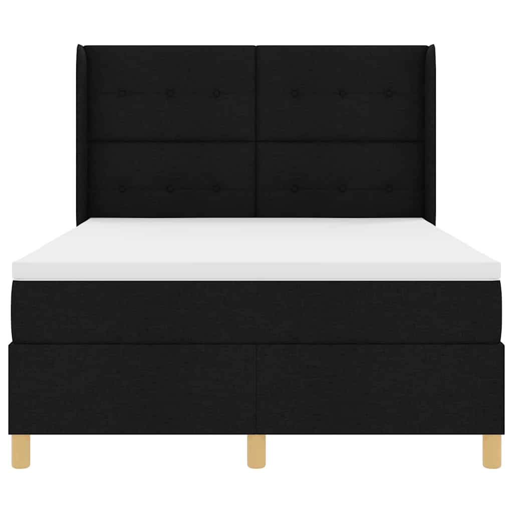 vidaXL Κρεβάτι με ελατήρια με κεφαλάρι Μαύρο 140 x 190 cm ύφασμα
