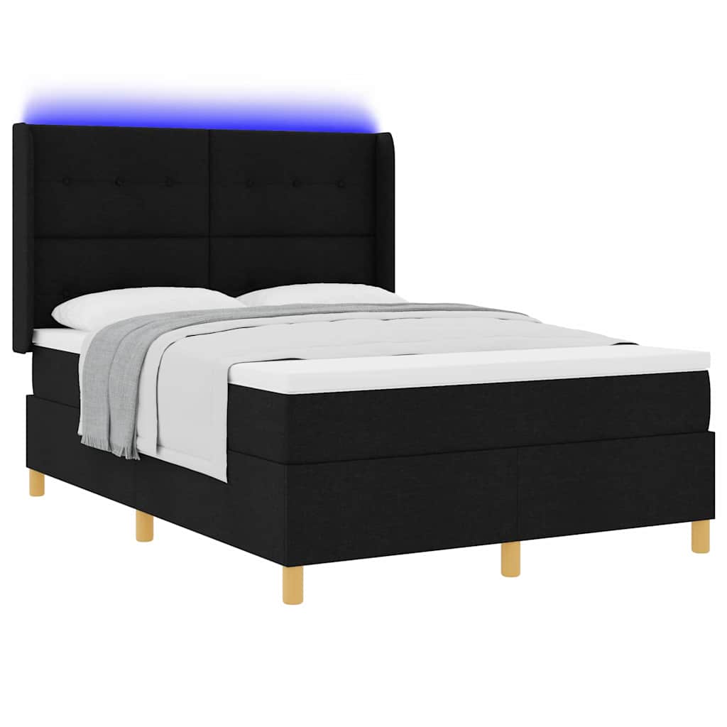 vidaXL Κρεβάτι με ελατήρια με κεφαλάρι Μαύρο 140 x 190 cm ύφασμα