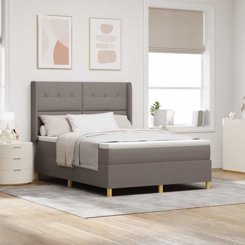 vidaXL Κρεβάτι με ελατήρια με στρώμα Taupe 140 x 190 cm ύφασμα